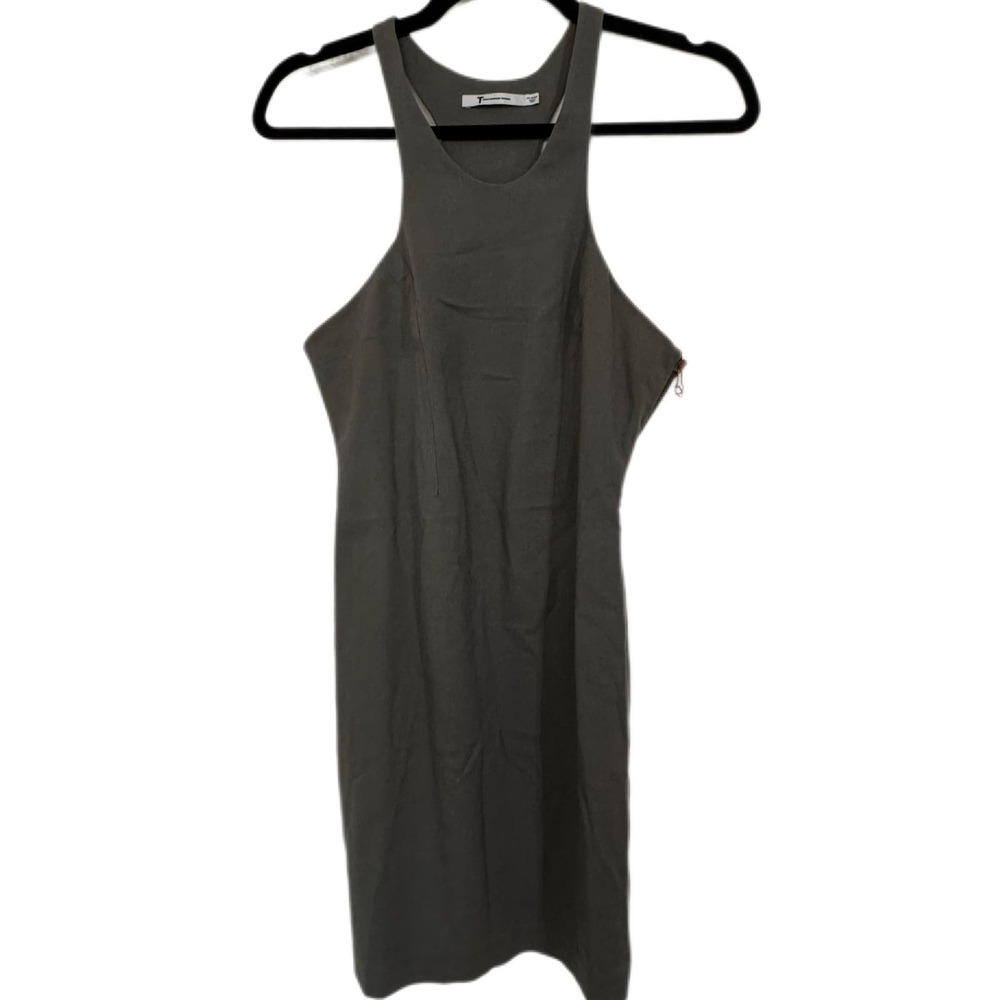 T by Alexander Wang Womens Gray Bodycon Racerback Side Zip Dress Medium